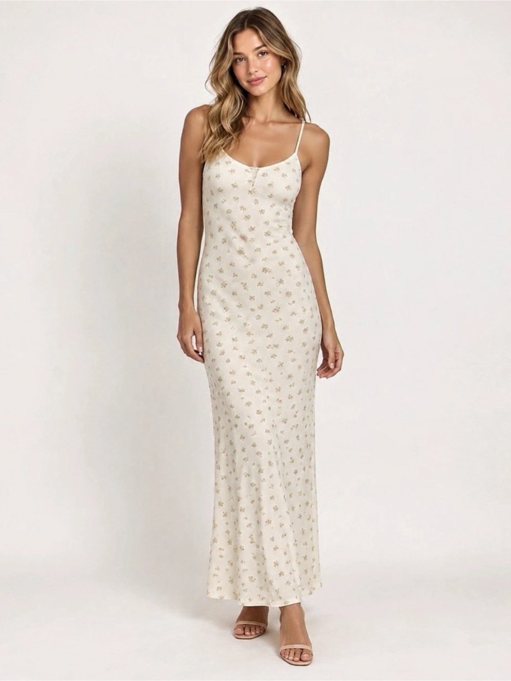 SKIMS Floral Maxi Dress in Cream Like New